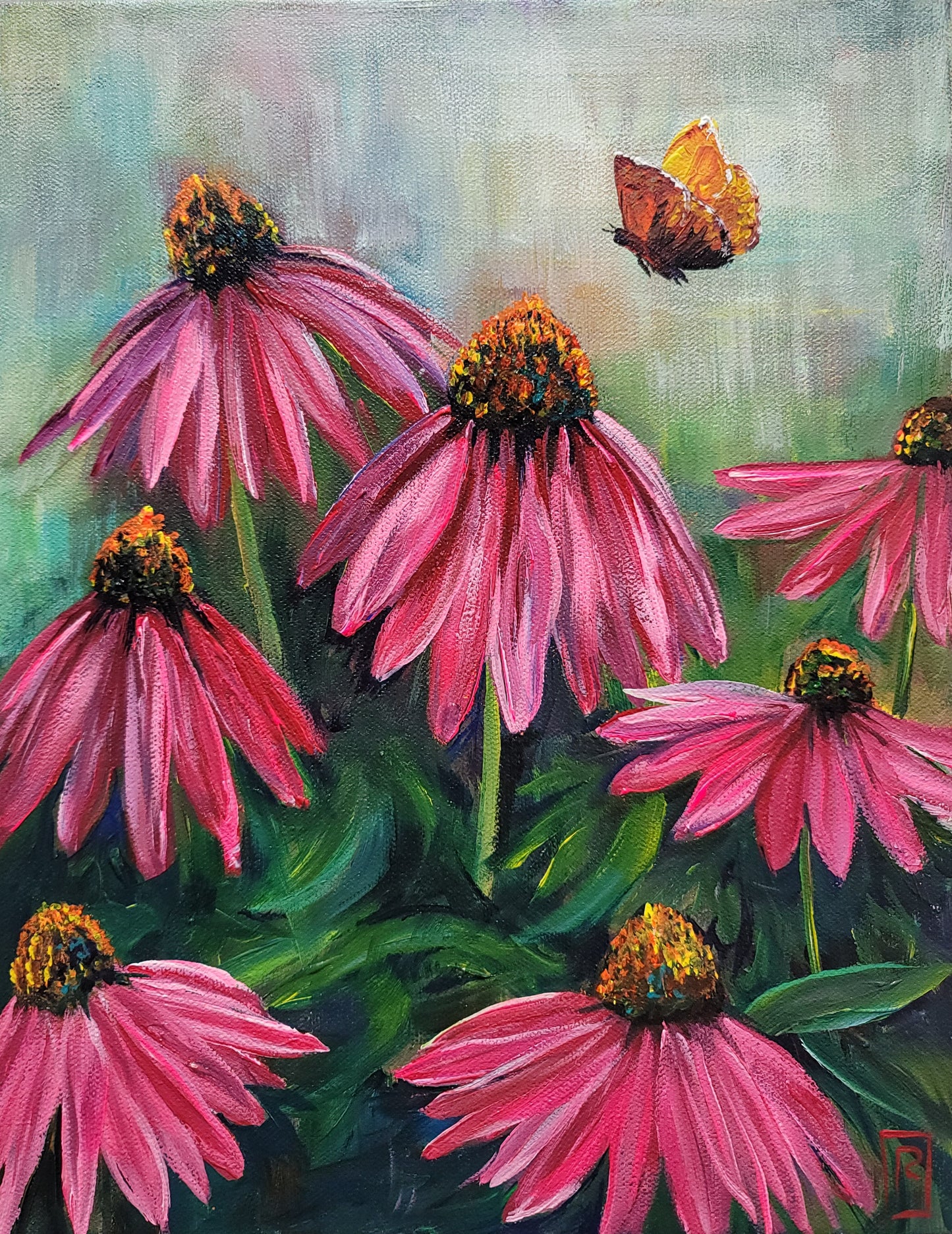 Echinacea - original acrylic painting - 11" x 14" - $225
