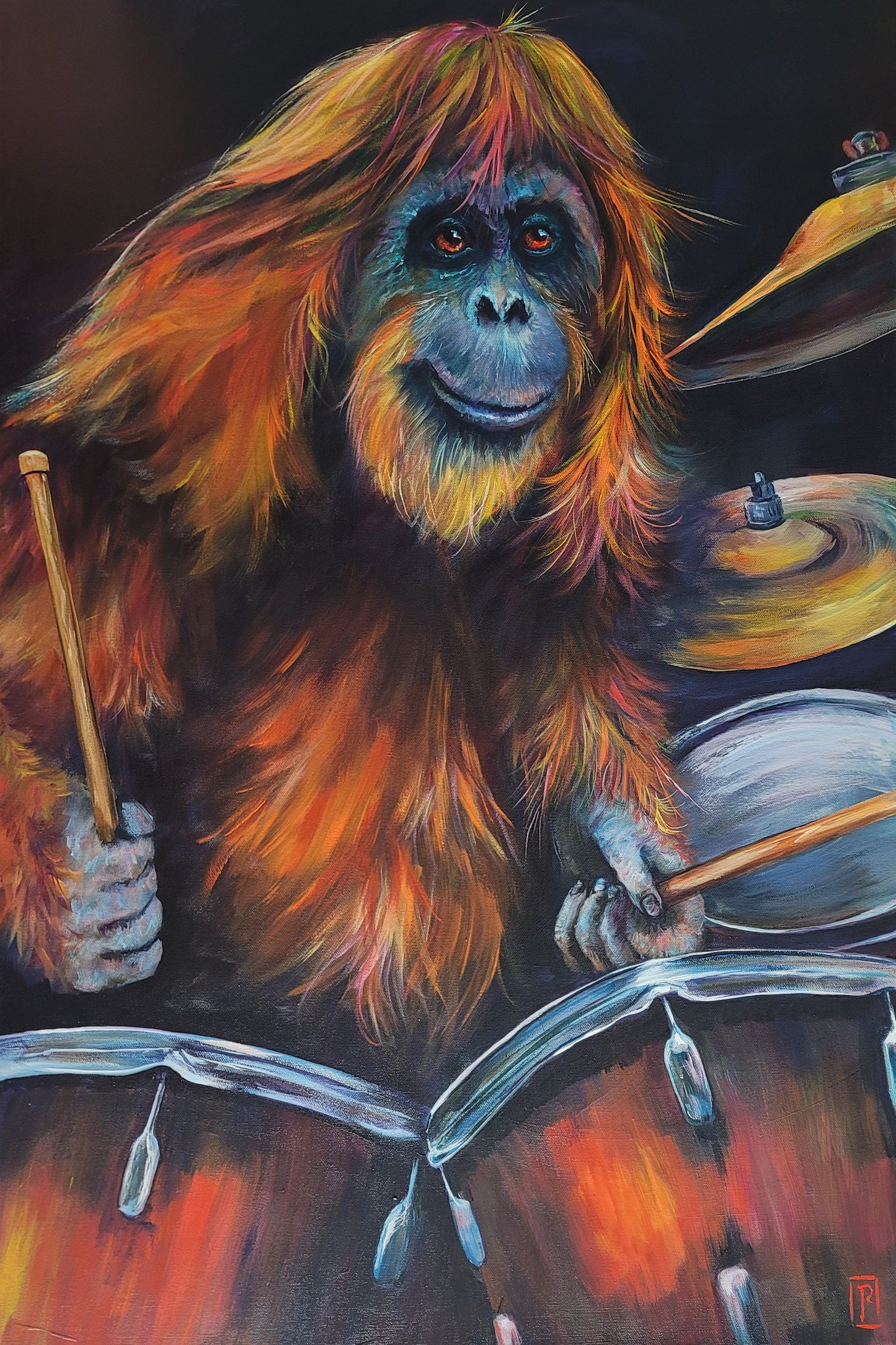 Oscar on the Drums Print
