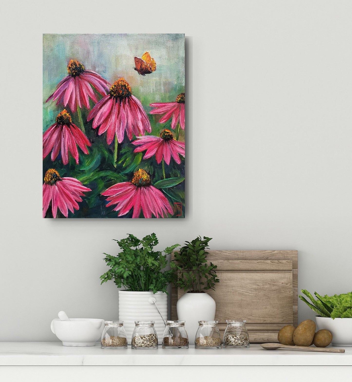 Echinacea - original acrylic painting - 11" x 14" - $225
