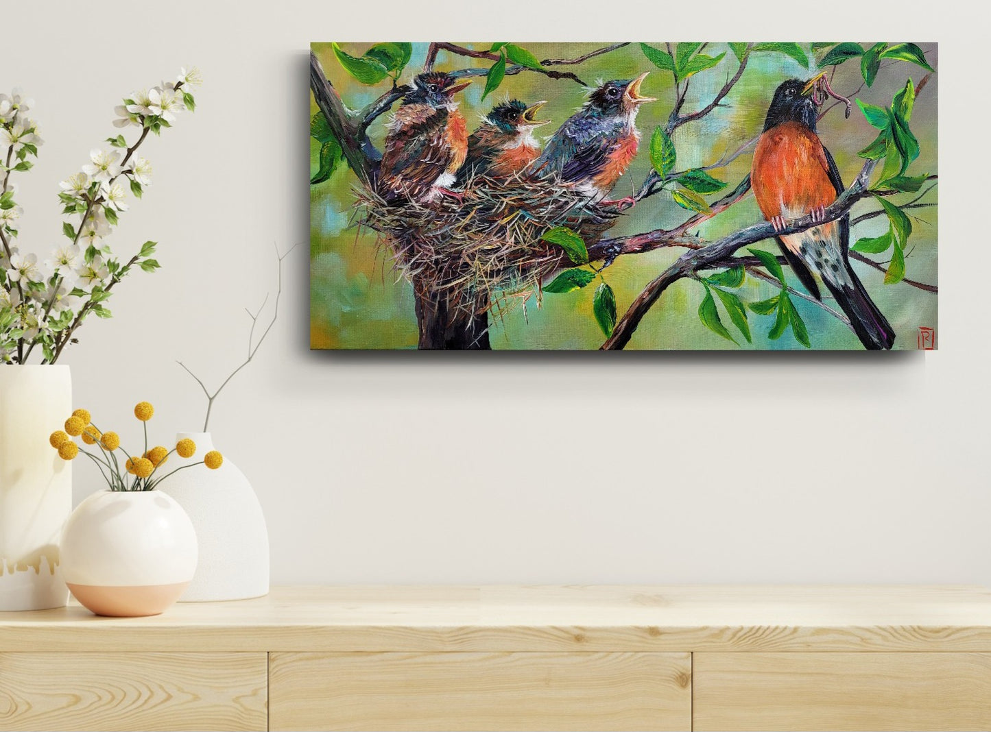Time to Empty the Nest - Original Acrylic Painting - 14 x 28 inch - $450