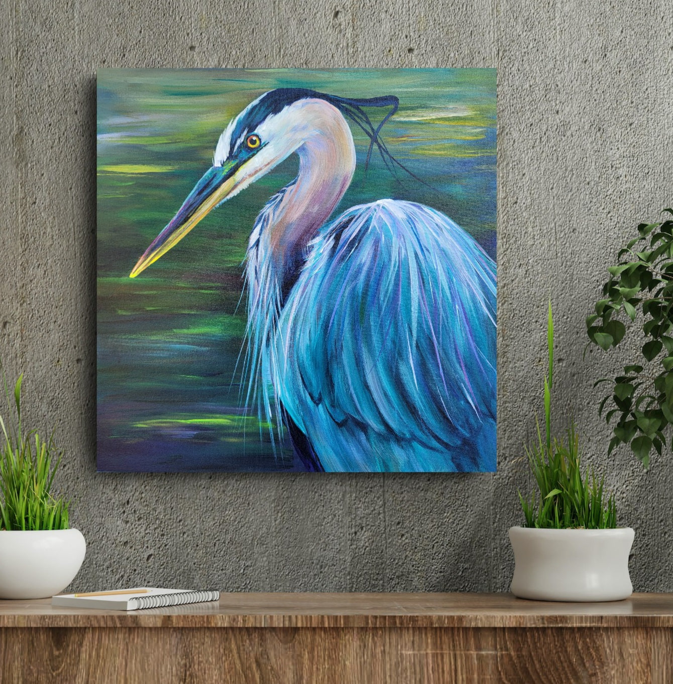 Great Blue - original acrylic painting - 20" x 20" - $525