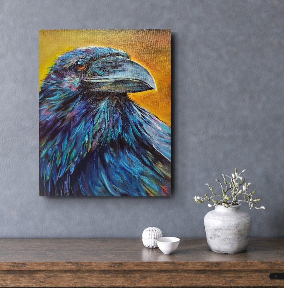 AUSTERE - This creature has great presence, I felt very "assessed" while painting.....gulp! 16 x 20 " ACRYLIC PAINTING