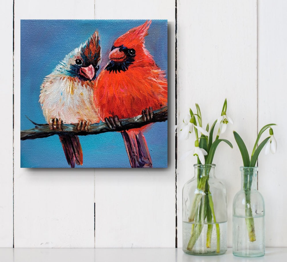 SASHA & PLUS ONE - Sasha secretly believes he got luckier than he deserves. 6 x 6" ACRYLIC PAINTING