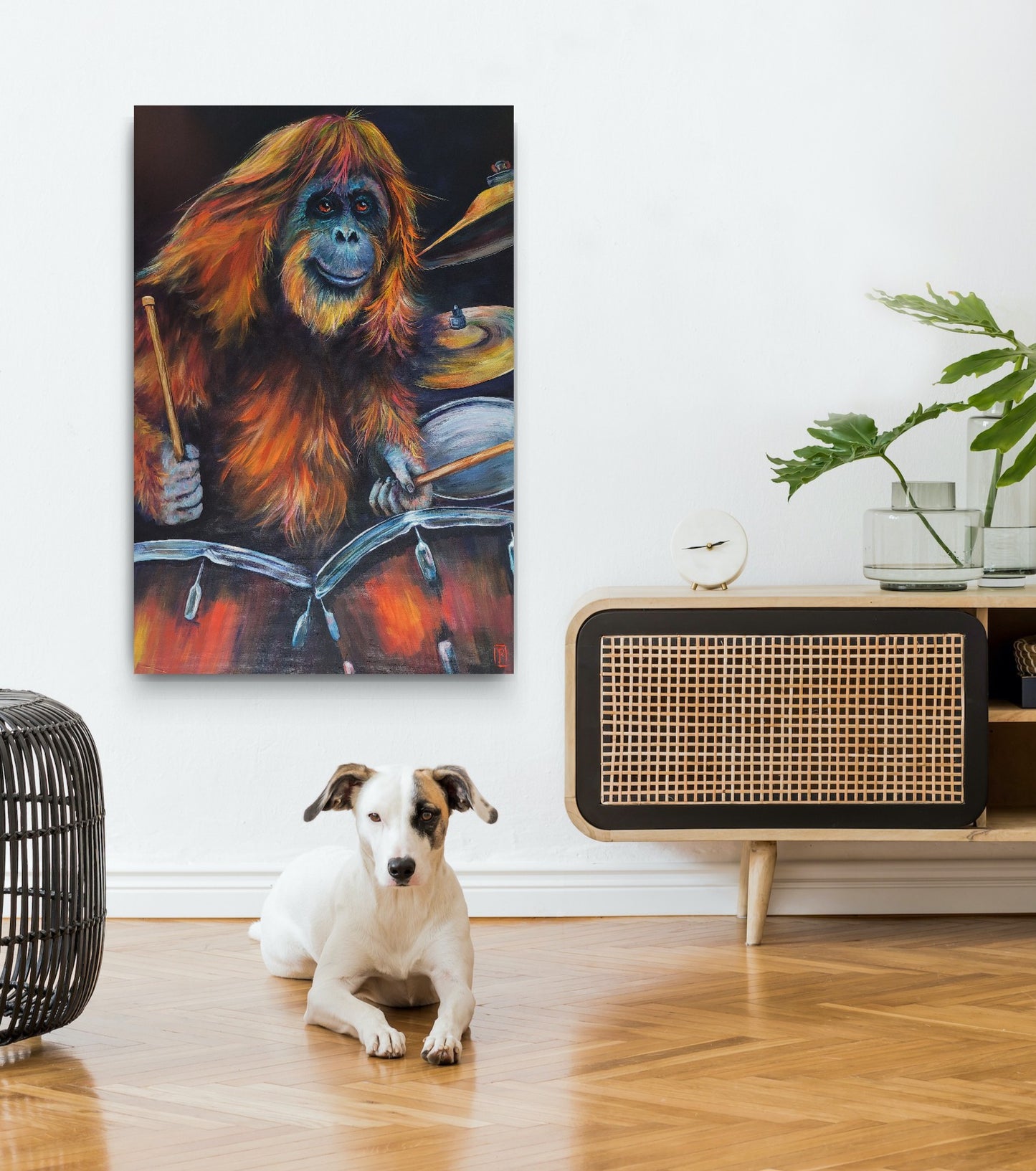 OSCAR ON THE DRUMS - 24 x 36" ACRYLIC PAINTING