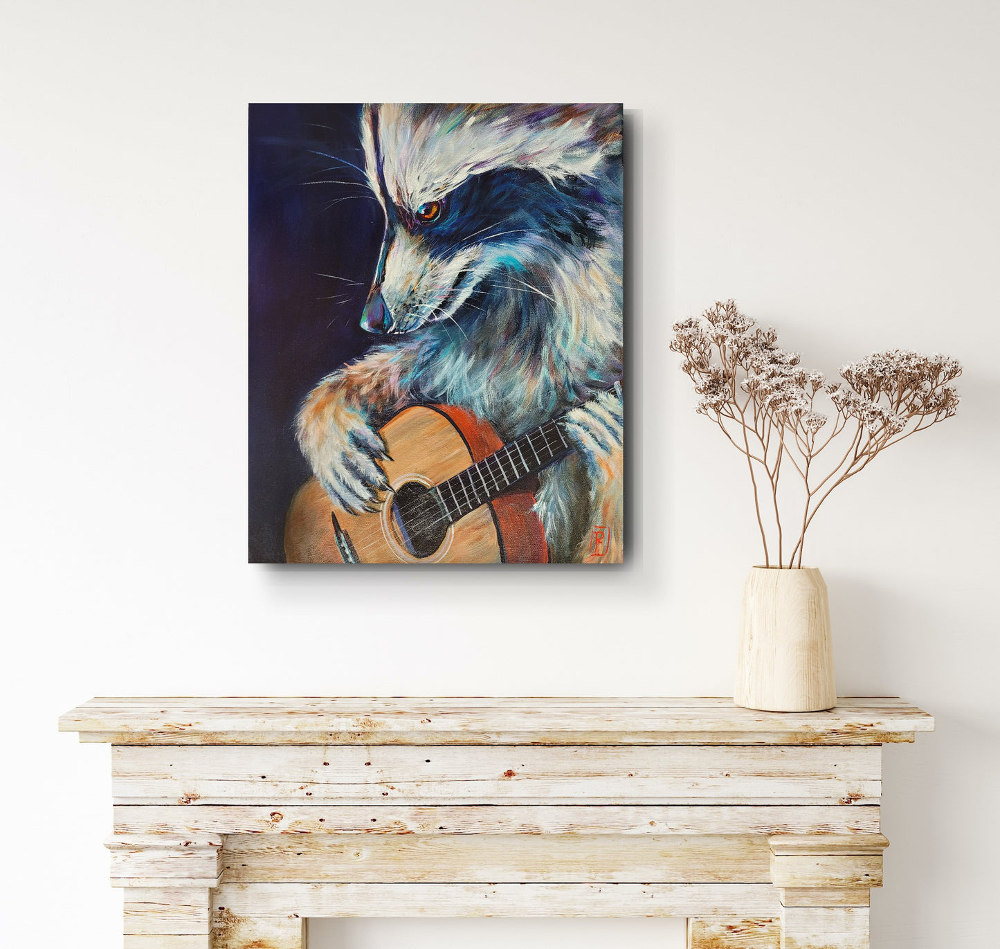 JILLIAN ON ACOUSTIC GUITAR - 16 x 20" ACRYLIC PAINTING