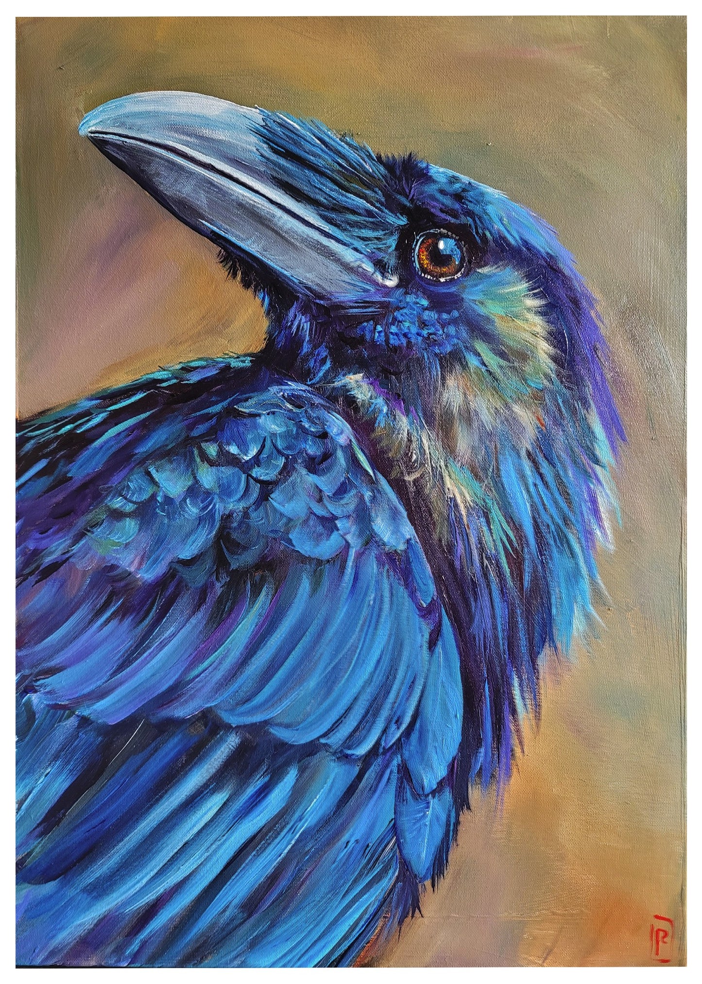 5 x 7 Mini-Print - Raven on Gold