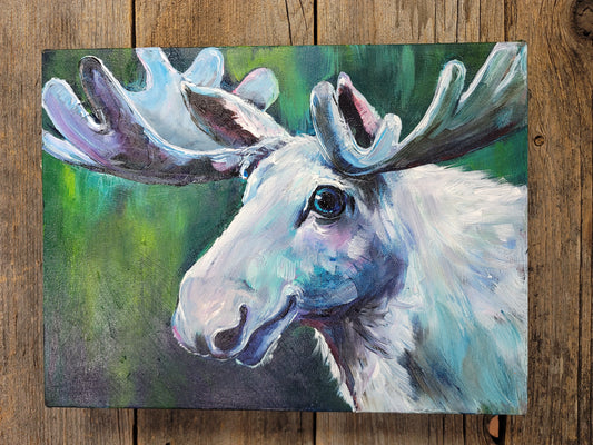 White Moose - acrylic painting 9" x 12"