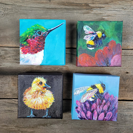 4 x 4 inch Original Acrylic Paintings -  $50 each!