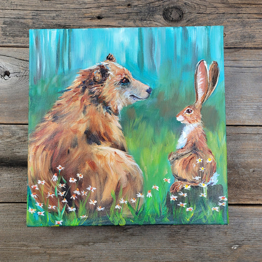 Furry Friends - original acrylic painting - 12" x 12" - $225