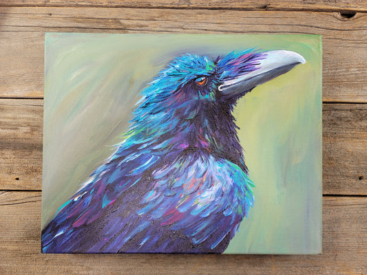 Raven at Dawn - original acrylic painting - 11" x 14" - $225