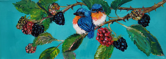 Birds in the Brambles - Original Acrylic Painting - 6 x 16 inch -  $175 each