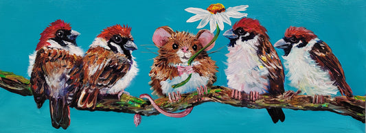 Sparrow's Perch - Original Acrylic Painting - 6 x 16 inch -  $175 each