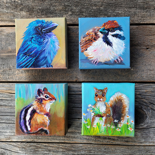 4 x 4 inch Original Acrylic Paintings -  $50 each!