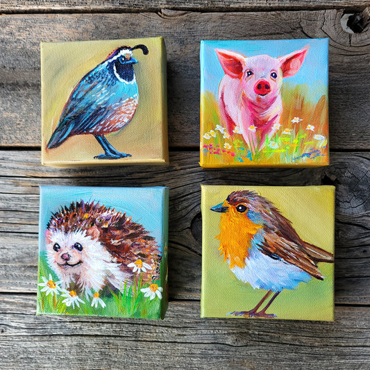 4 x 4 inch Original Acrylic Paintings -  $50 each!