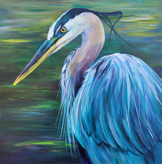 Great Blue - original acrylic painting -  20" x 20" - $525