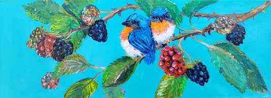 Birds in the Brambles - Original Acrylic Painting - 6 x 16 inch -  $175 each