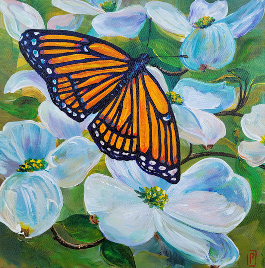Monarch - original acrylic painting -  12" x 12" - $225