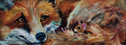 FRIENDLY CONVERSATIONS - A beautiful relationship. 6 x 16 " ACRYLIC PAINTING