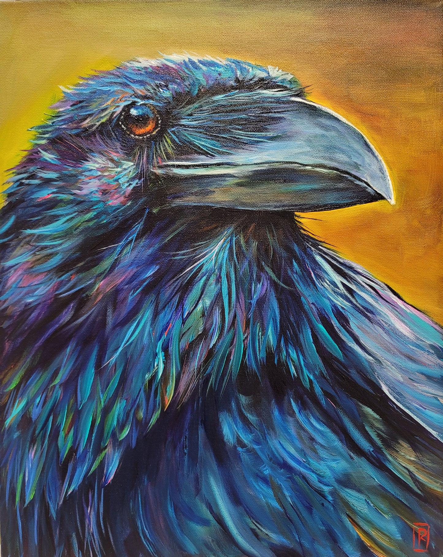 AUSTERE - This creature has great presence, I felt very "assessed" while painting.....gulp!  16 x 20 " ACRYLIC PAINTING