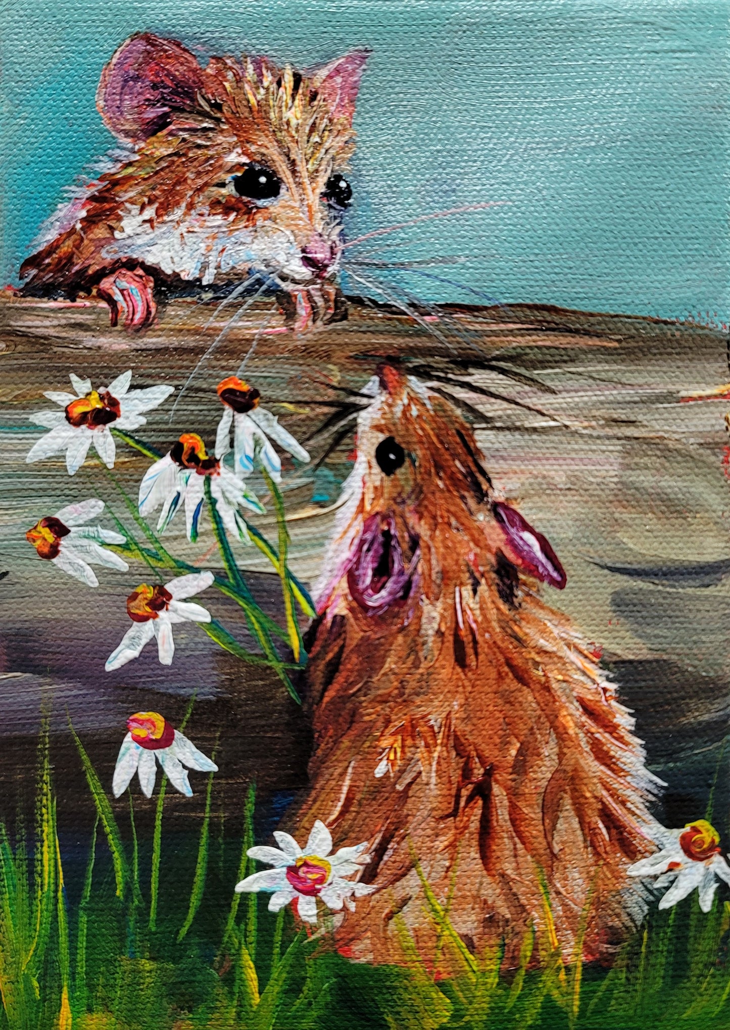 RAPUNZEL  -  "Rapunzel, Rapunzel let down your long tail!"  5 x 7"  ACRYLIC PAINTING