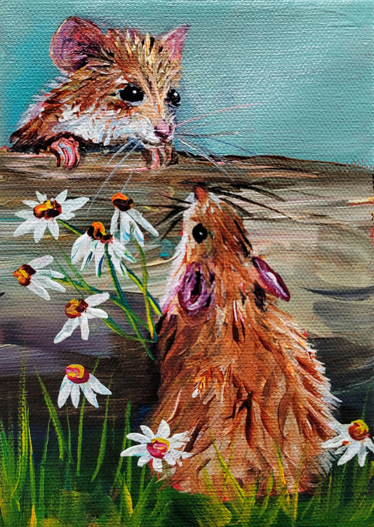 RAPUNZEL  -  "Rapunzel, Rapunzel let down your long tail!"  5 x 7"  ACRYLIC PAINTING