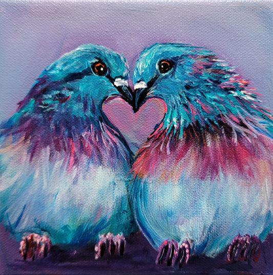 POPPY &  PAUL -  Still in LOVE after all these years!  6 x 6"  ACRYLIC PAINTING