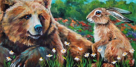 RENDEZ-VOUS - A clandestine meeting, avert your eyes! 12 X 24  - ACRYLIC PAINTING