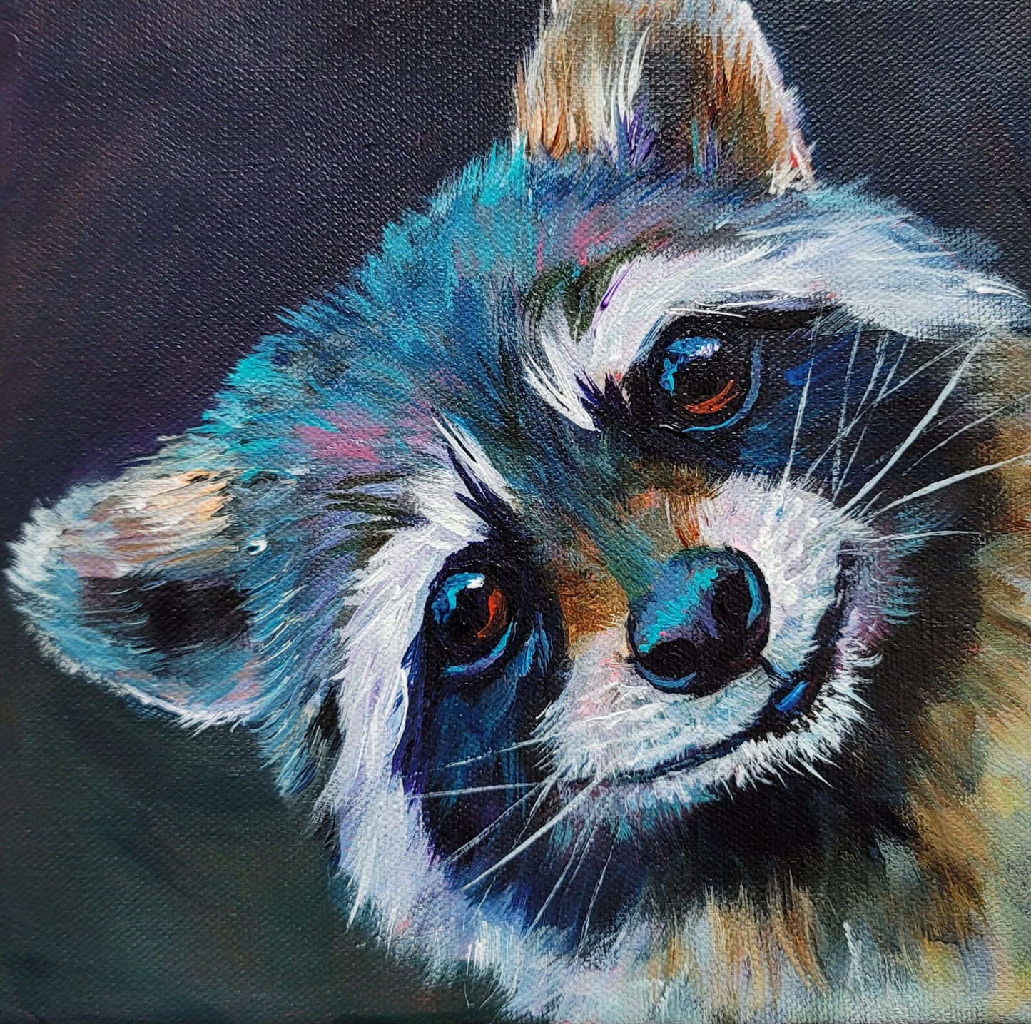 PEEKABOO -  Tie down your bin lids! 8 x 8" ACRYLIC PAINTING