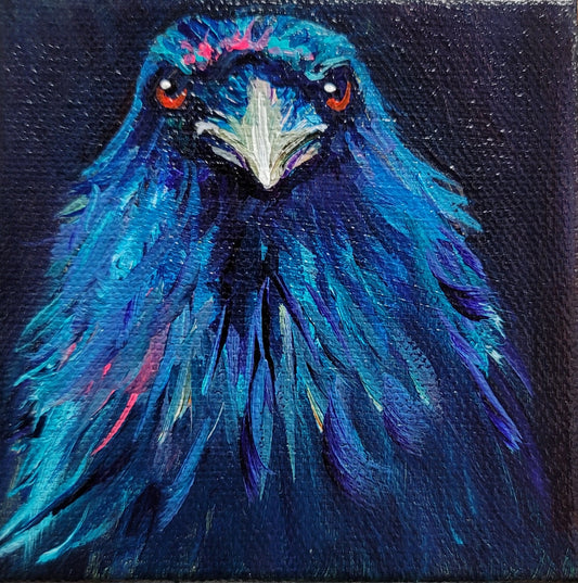 WATCHING - How can something so tiny be so intimidating? 4 x 4" ACRYLIC PAINTING
