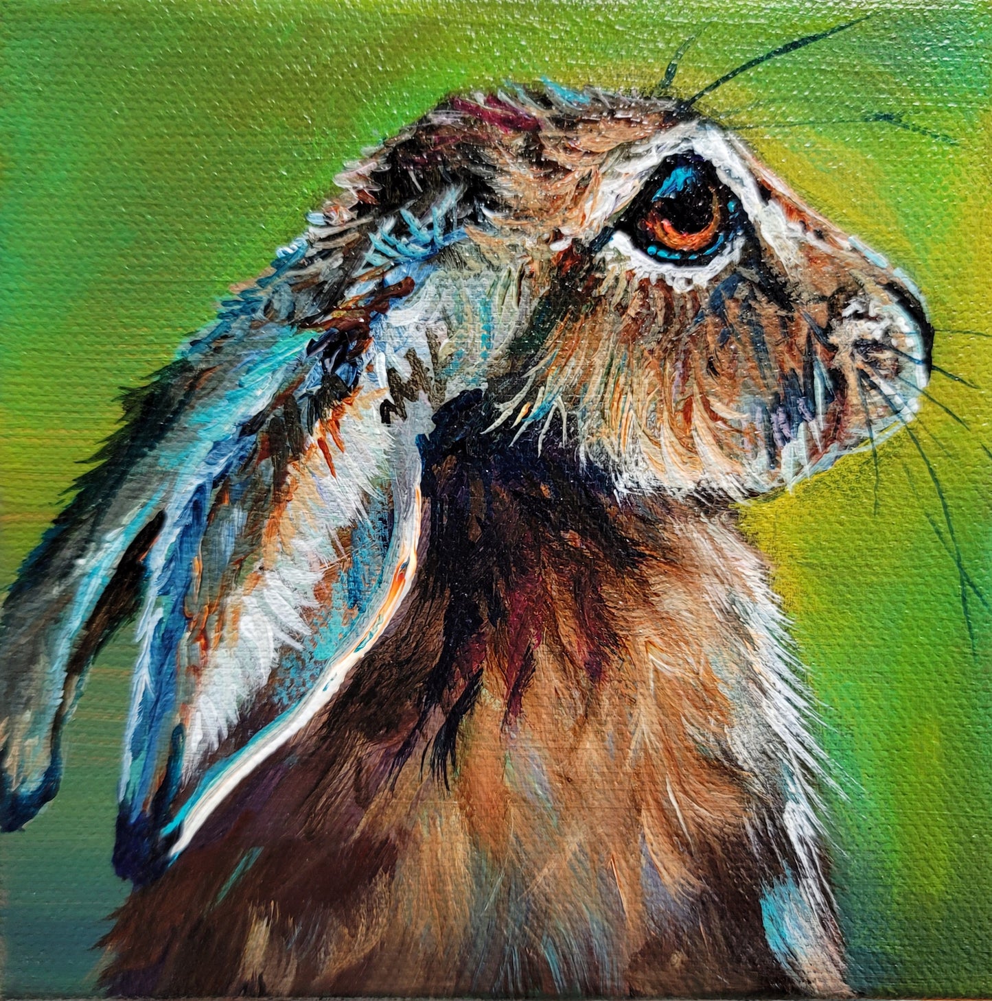 BASHFUL -    6 x 6"  ACRYLIC PAINTING