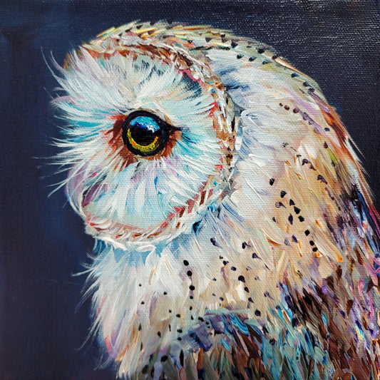 BARN OWL -  8 x 8" ACRYLIC PAINTING