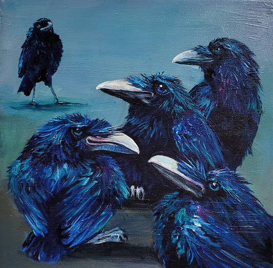 MYSTERIOUS STRANGER - A stranger enigmatically lurking, oozing aloofness. A very cool bird. 12 X 12 - ACRYLIC PAINTING
