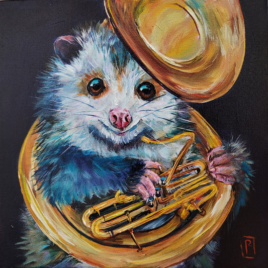 SOUSAPHONE POSSUM -  12 X 12" ACRYLIC PAINTING
