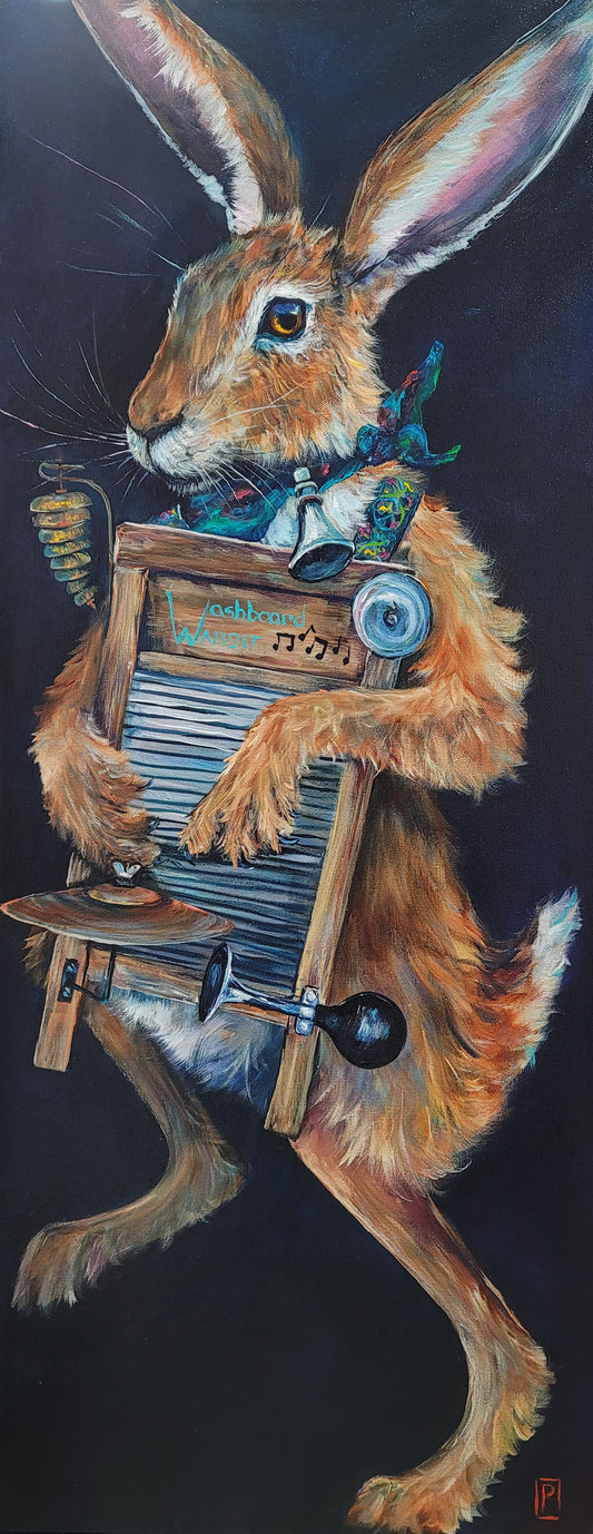 WASHBOARD WABBIT -  16 X 40 - ACRYLIC PAINTING