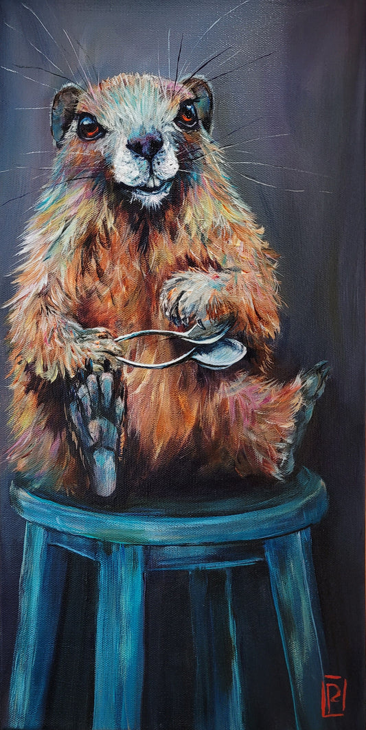 MARTY MARMOT -  10 X 20" ACRYLIC PAINTING
