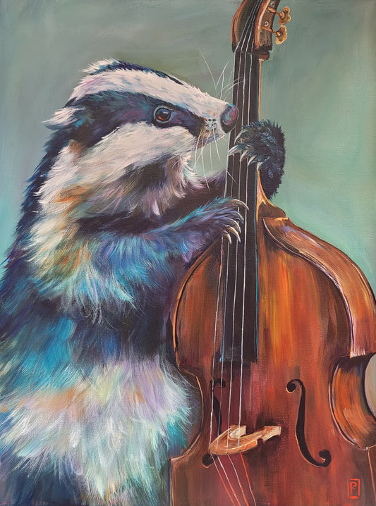 BADGER on the BASS -  18 x 24" - ACRYLIC PAINTING