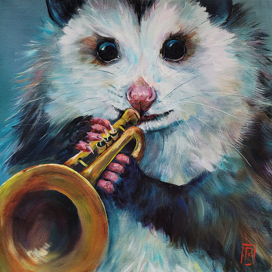 TASHA on TRUMPET -  14 x 14 - ACRYLIC PAINTING
