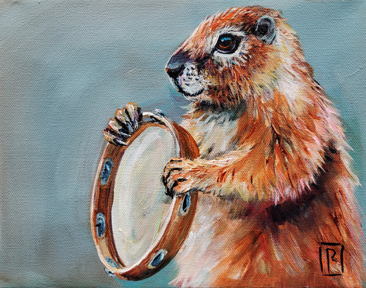 TAMBORINE TINA -  8 x 10" - ACRYLIC PAINTING