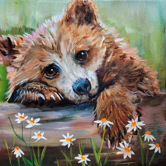 LAZY DAYS - "Daydreaming early spring" 8 x 8" ACRYLIC PAINTING