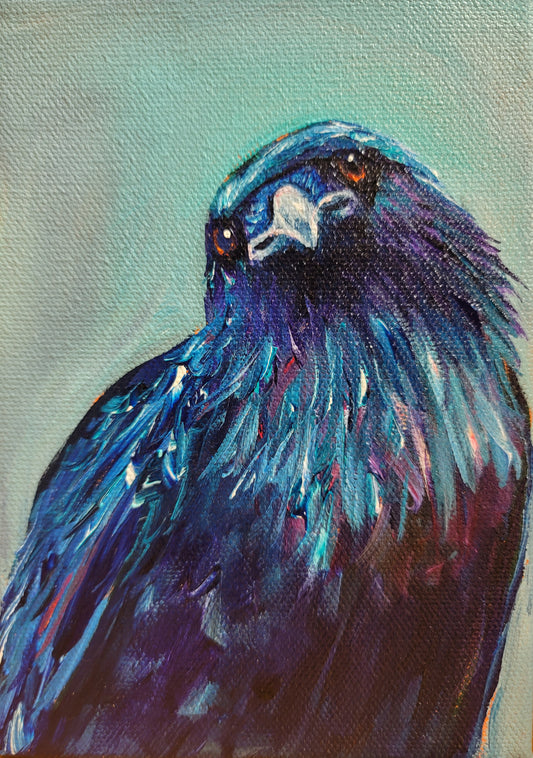GEORGE -  "Yes George is curious. He has many questions." 5 x 7" ACRYLIC PAINTING