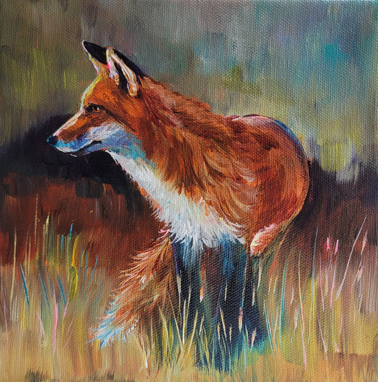 OLD RED -   8 x 8" ACRYLIC PAINTING
