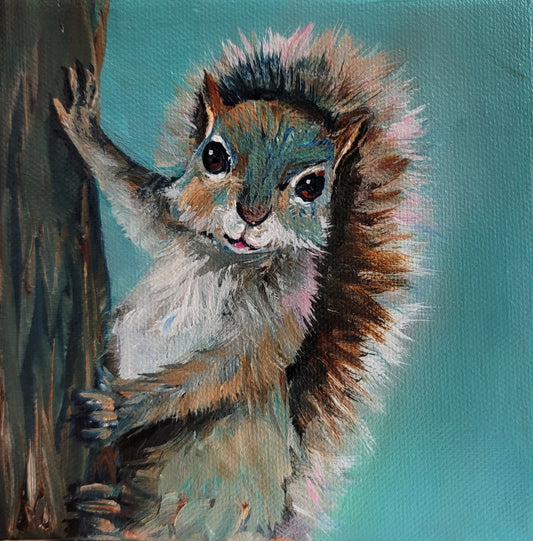 SQUIRREL NUTKIN -  6 x 6" ACRYLIC PAINTING