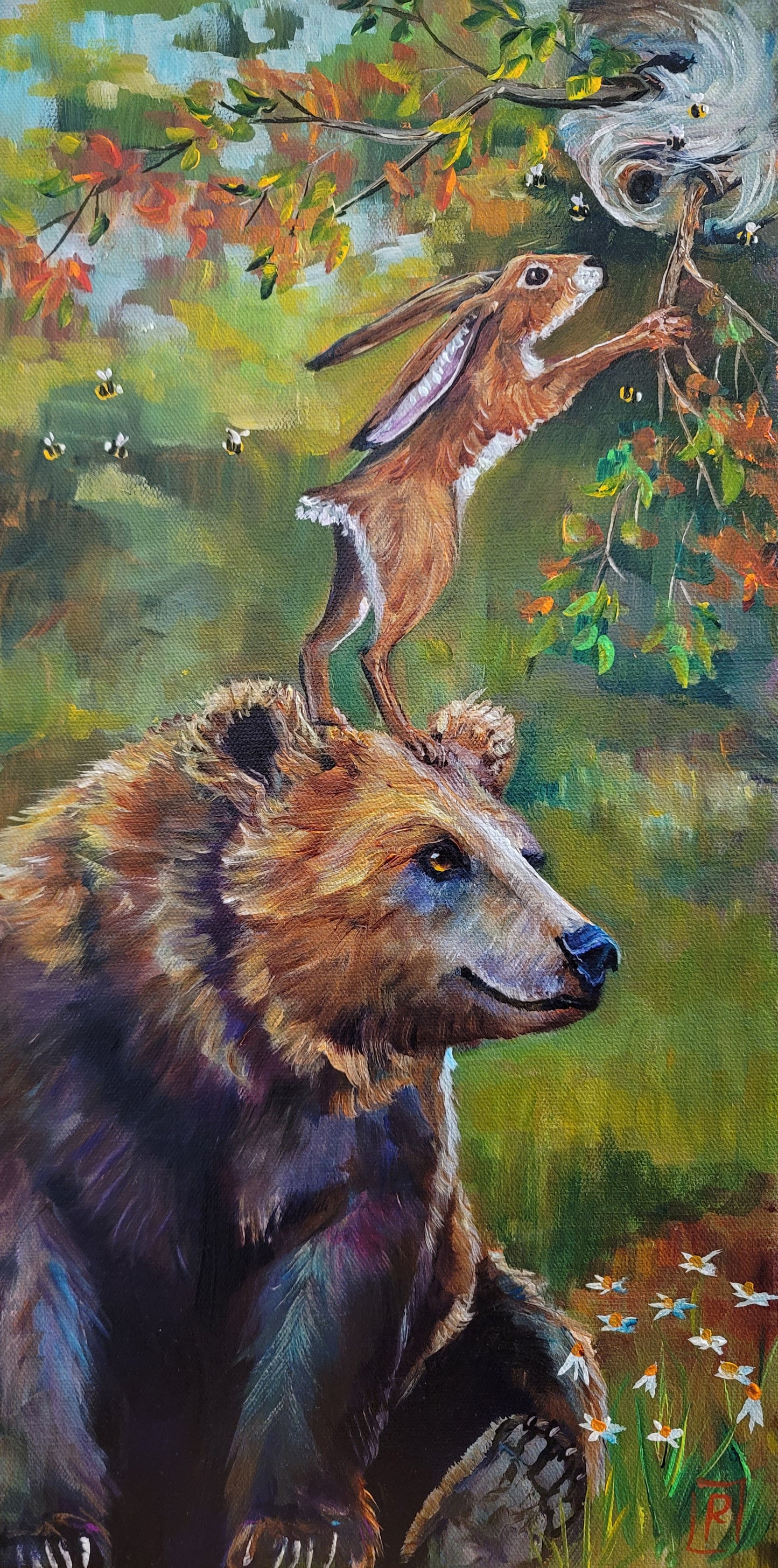 HONEY HUNTERS -  10 x 20" ACRYLIC PAINTING