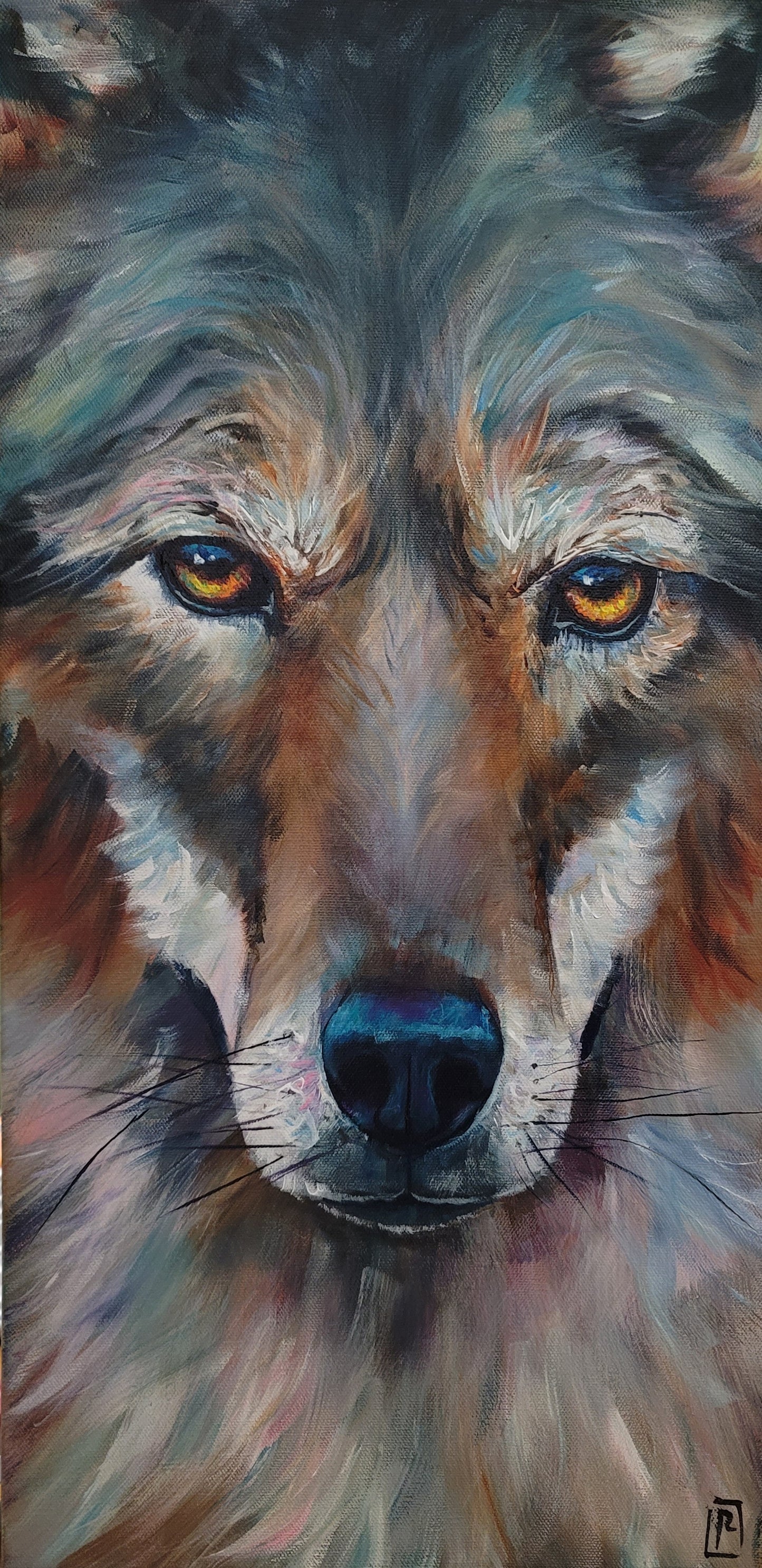 WATCHFUL -  12 x 24" ACRYLIC PAINTING