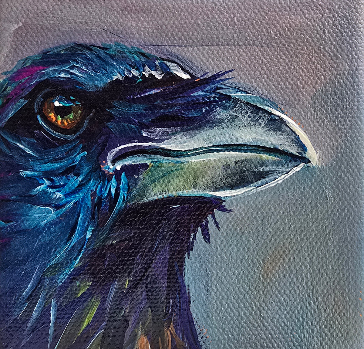 SAM - Sam believes she has the "casual shoulder glance" down pat.  4 x 4" ACRYLIC PAINTING