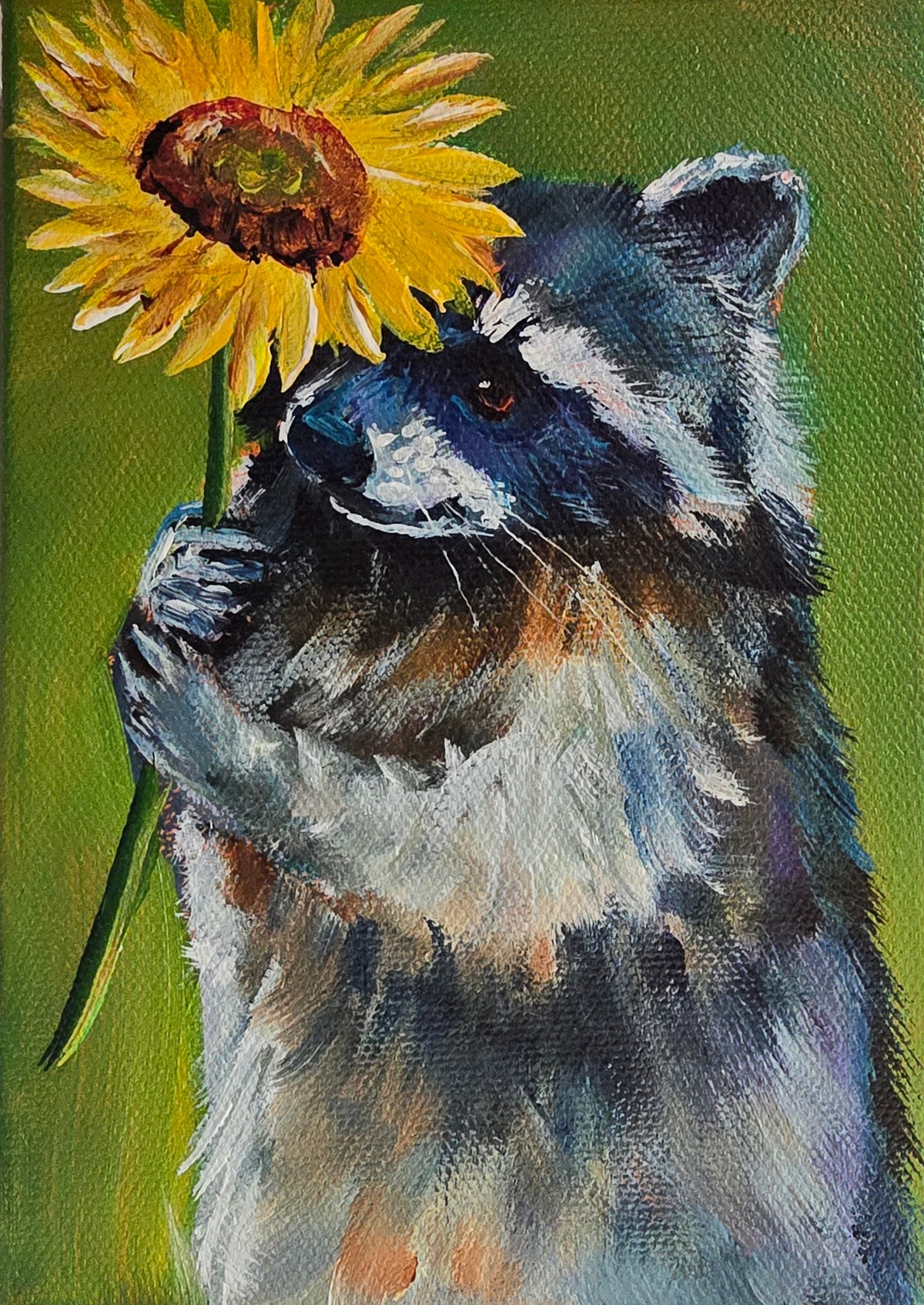 SUNFLOWER UMBRELLA -   5 x 7" ACRYLIC PAINTING
