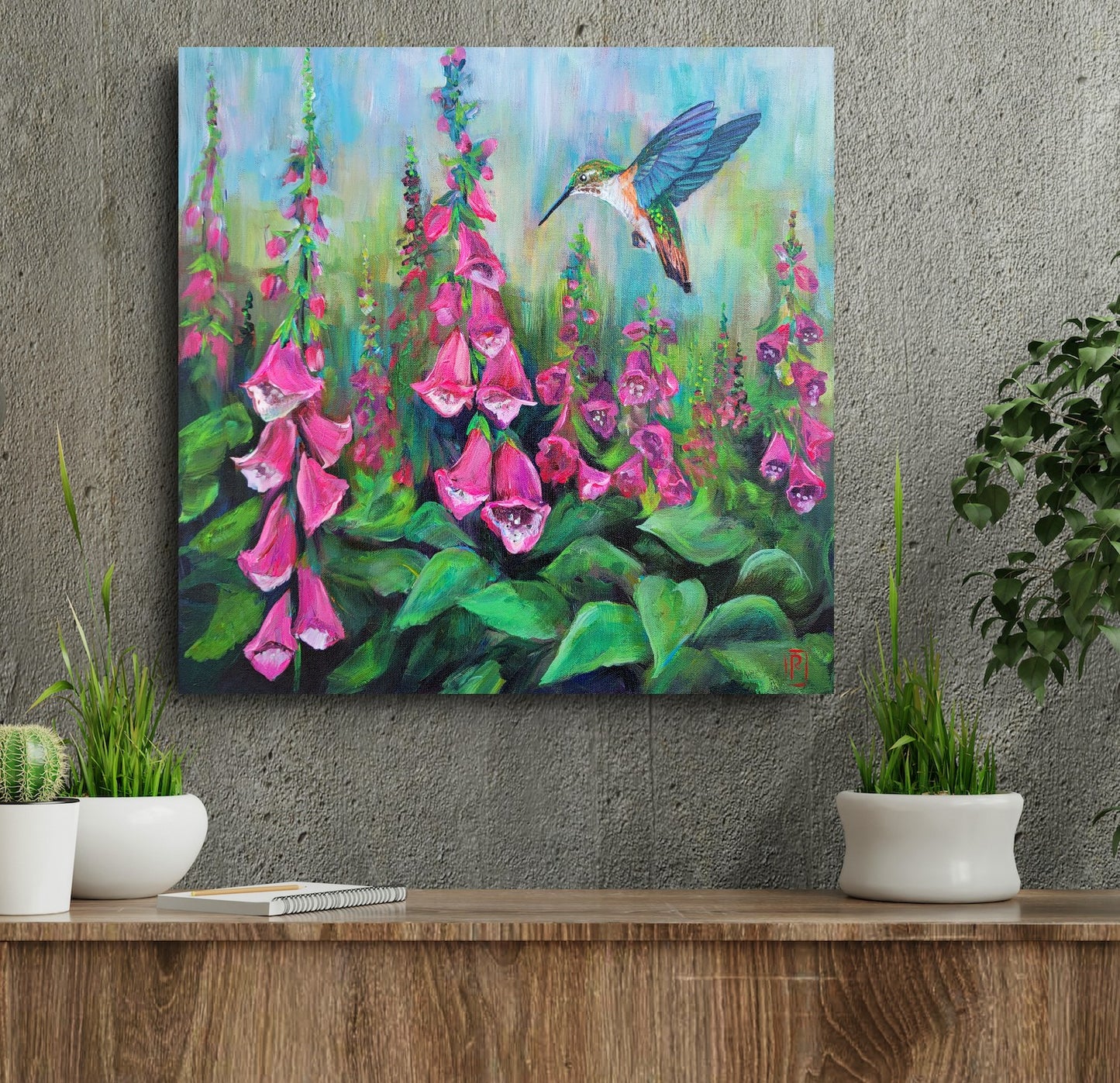Foxgloves - original acrylic painting -  20" x 20" - $525