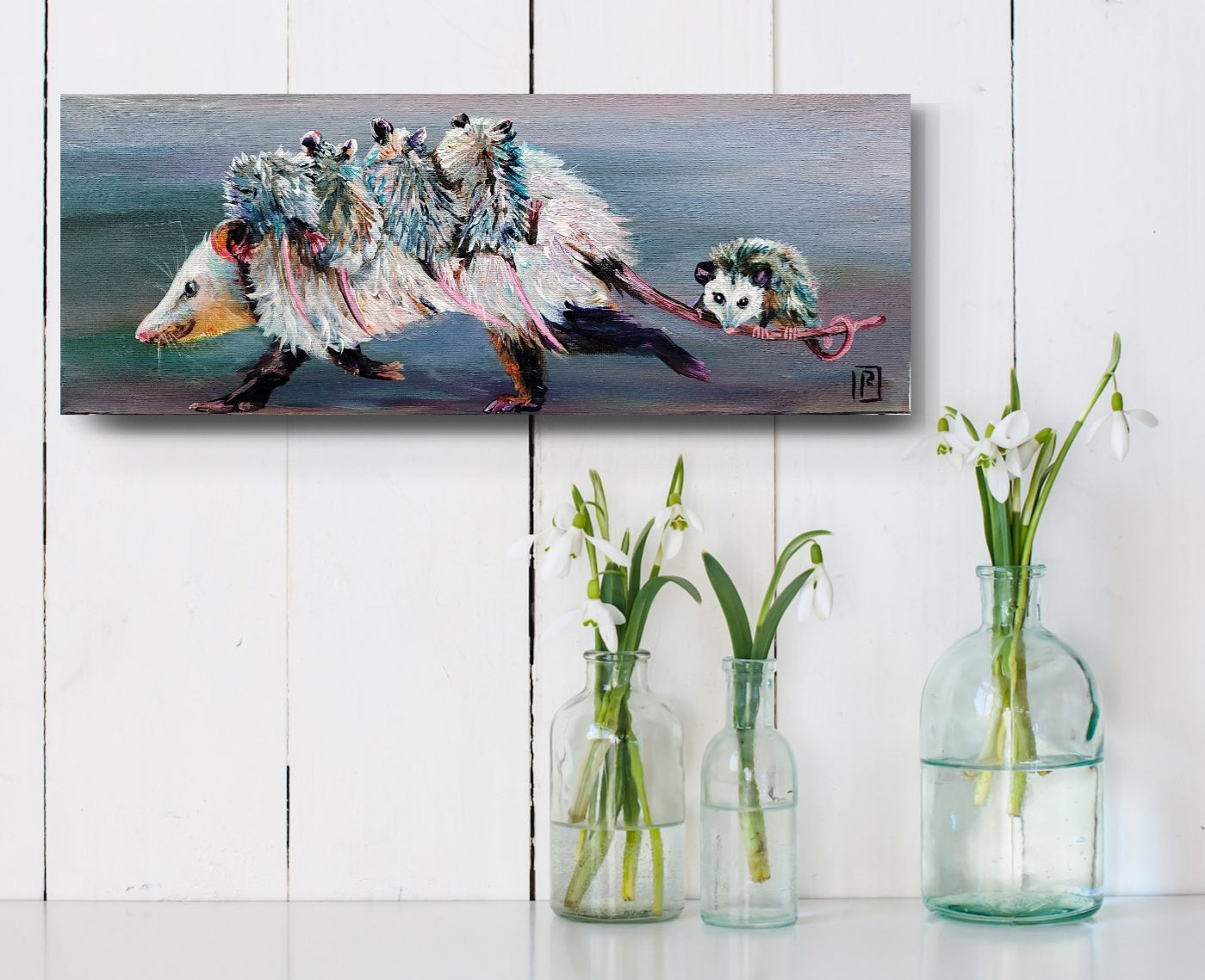 Momma Possum - Original Acrylic Painting - 6 x 16 inch -  $175 each