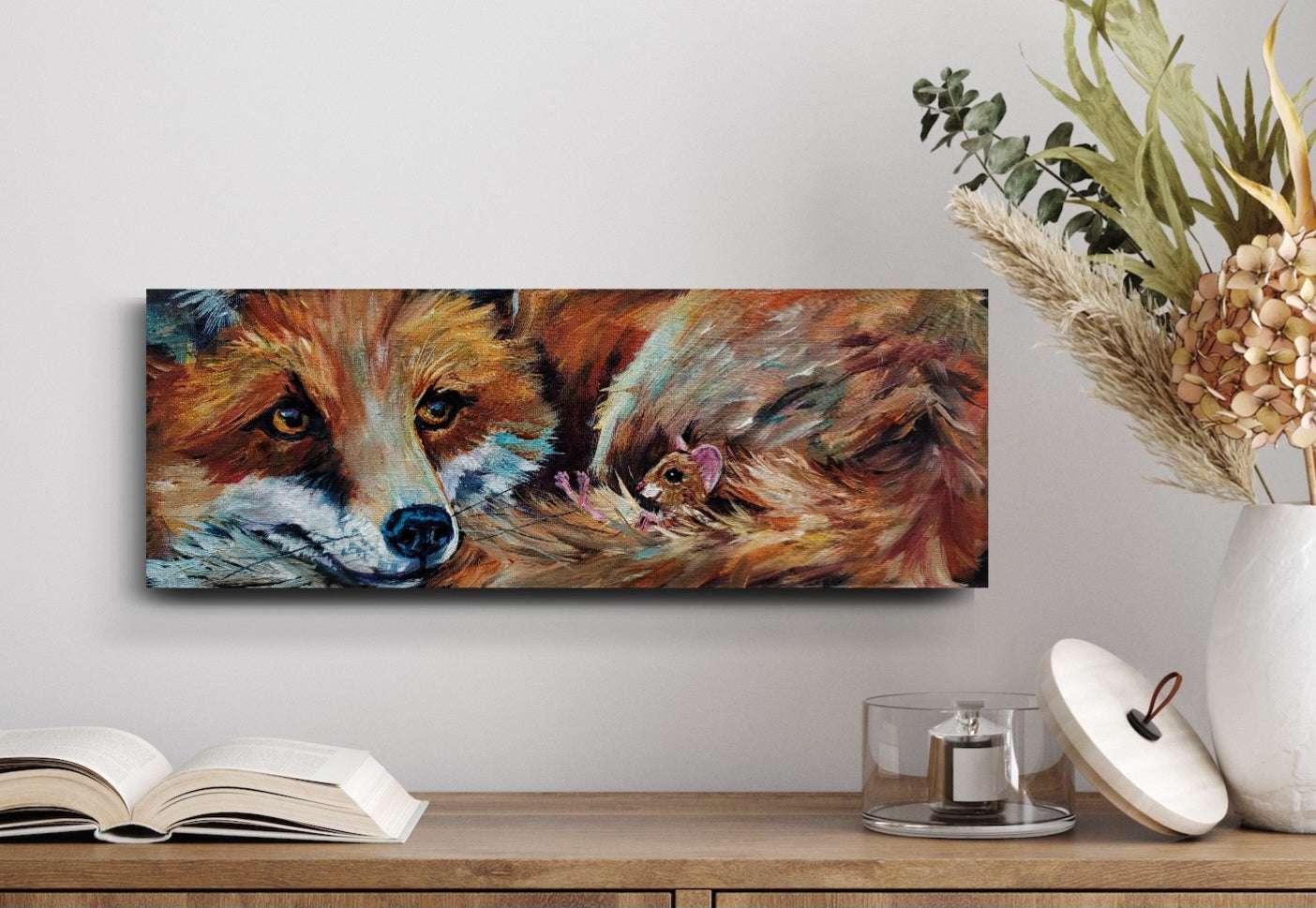 FRIENDLY CONVERSATIONS - A beautiful relationship. 6 x 16 " ACRYLIC PAINTING