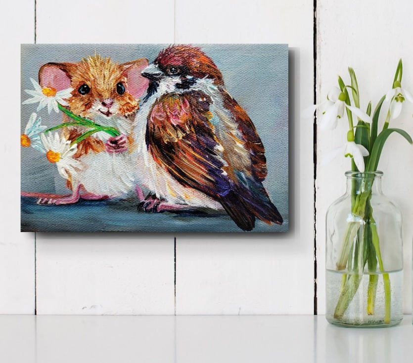 ODD COUPLE  -  No judgement here!  5 x 7"  ACRYLIC PAINTING